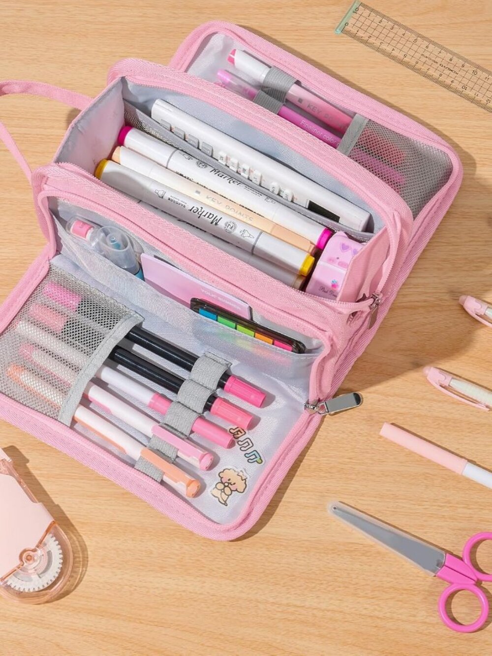 Large Pencil Case, Big Capacity Pencil Pouch Pen Bag with 3 Compartment, Portabl - Picture 8 of 8